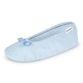 isotoner Women's Diamond Microterry Gemma Ballerina Slippers with Memory Foam Comfort and Genuine Suede Sole, Blue Fog Diamond, 5-6