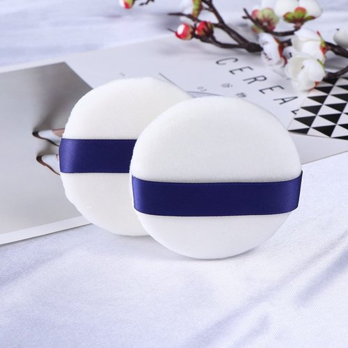 Powder Puff 3 Pieces 3 Inch Soft Powder Makeup Puffs Pads Makeup with Ribbon Face Powder Puffs for Loose and Foundation (3PCS Large Size 3 Inch)