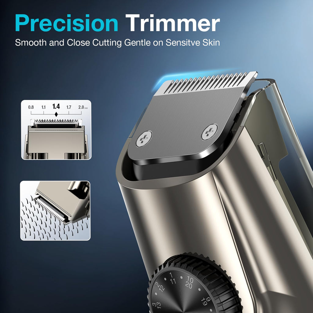 VivaEase Vacuum Beard Trimmer for Men, New Version Adjustable Precision Trimming Length with 2 Comb, Electric Cordless Vacuum Trimmer for Beard, Waterproof and Rinses Easy, Blades for Skin fit