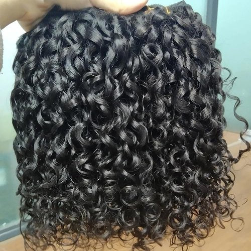 JYZ 16A Double Weft Pixie Curly Human Hair Bundles 16 Inch 1 Bundle Burmese Curly Bundles Human Hair 3C4A 100% Unprocessed Brazilian Raw Virgin Hair Extensions Quick Weave Extensions Natural Color