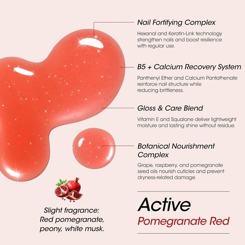 Gellen Active Glow Nail Polish - One Step Ridge Filler & Strengthener with Pomegranate Seed Oil | Ultra-Glowy Rose Shine, 0.54 Fl Oz