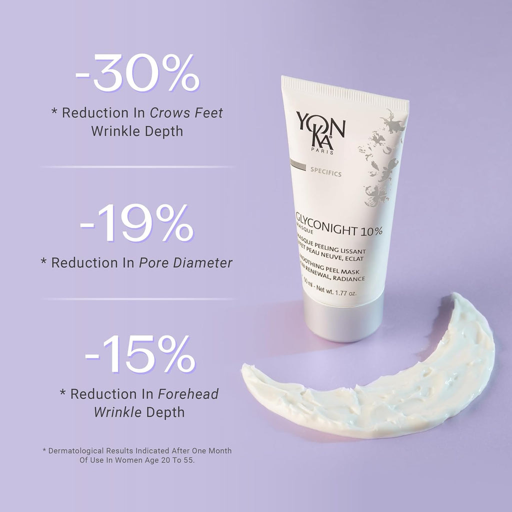 Yon-Ka Glyconight Peel Masque - 10% Glycolic Acid Anti-Aging Face Mask for Wrinkle & Pore Renewal