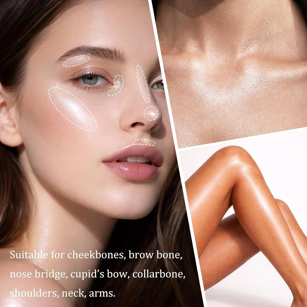 UCANBE Sparkle Bomb Highlighter - Weightless Baked Illuminator Palette for Face & Body | Luxurious Golden