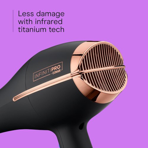 INFINITI PRO by CONAIR Hair Dryer - 1875W Ceramic Blow Dryer with Diffuser & Concentrator | 3 Heat Settings, Black