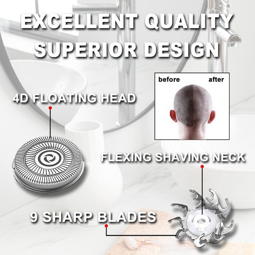 16 PACKS Head Shaver Replacement Heads Compatible with Skull Shaver Pitbull Gold PRO, Pitbull Silver PRO, Palm, Pitbull Platinum PRO, Electric Razor Replacement head for Superior Shaving