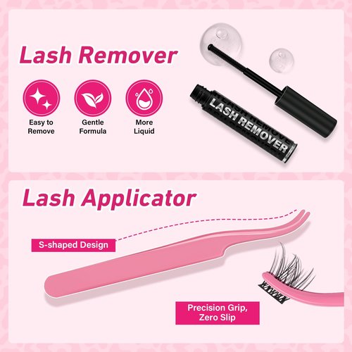 PROLASHBEAUTY Spider Lash Clusters Kit 3D Volume Lash Clusters 144Pcs Breeze Eyelash Clusters DIY Lash Extension Kit with Lash Bond and Seal Lash Remover Applicator (Sunrise,8-18mix)