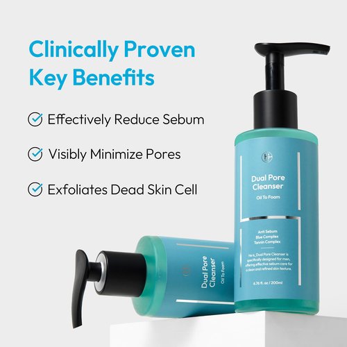 LAB BY He is_ Dual Pore Cleanser, 2-in-1 Oil to Foam Face Wash with Salicylic Acid – Blackhead Remover & Pore Minimizer – Korean Skincare for Sebum Control, 200ml (6.76 fl.oz)