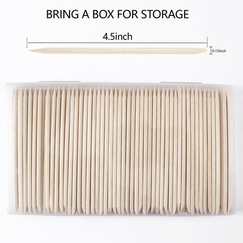 360PCS Orange Sticks for Nails in a Case - 4.5 inch Double Sided Wooden Cuticle Pusher Sticks for Nail Art, Manicure & Pedicure - Wood Sticks for Waxing