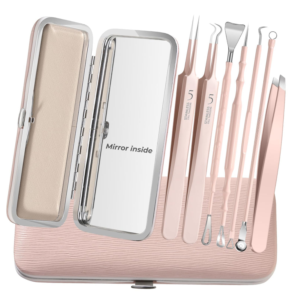 YGQQOY Professional Blackhead Tweezers, Stainless Steel Blackhead Remover Tools, Pimple Popper Tool Kit for Acne Whitehead Blemish, Pore Prep Tool