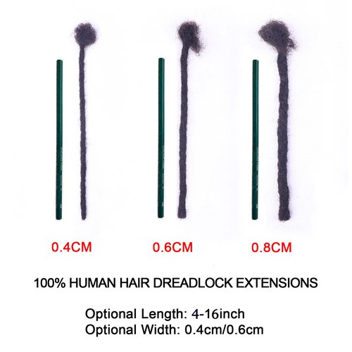 100% Real Human Hair Dreadlock Extensions, ADIASAI 0.8cm Thickness 8 Inch 30 Strands Can Be Dyed and Bleached Full Hand-made Loc Extensions for Men Women Kids 100% Unprocessed Natural Black