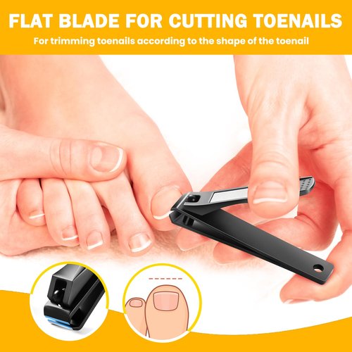 BEZOX Toe Nail Clippers for Men - Straight Blade Toenail Clipper and Curved Blade Fingernail Clippers - Premium Nail Trimmer Cutter for Thick Nails for Seniors - Black