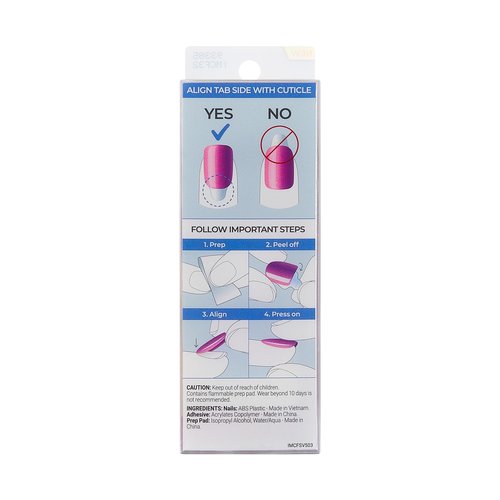 KISS imPRESS No Glue Mani Press On Nails, ColorFX, 'Walk Out', Pink, Short Size, Oval Shape, Includes 30 Nails, Prep Pad, Instructions Sheet, 1 Manicure Stick, 1 Mini File