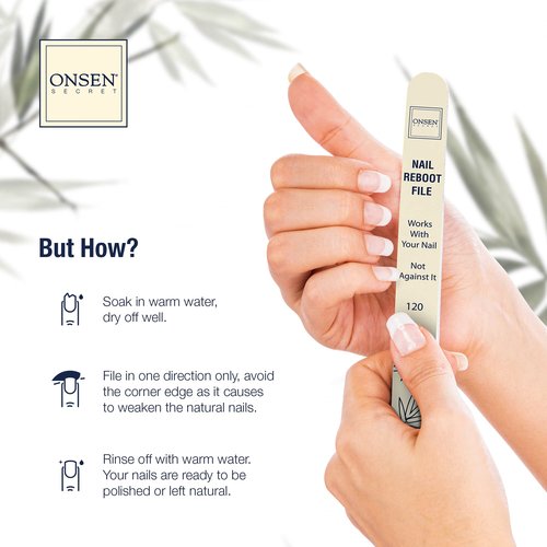 Onsen Secret Japanese Nail File - Professional 10-Pack Nail Files, Double Sided Natural & Acrylic Filers - 120/180 Grit - Disposable, Salon Smooth | Best Onsen File for Shiny Nails