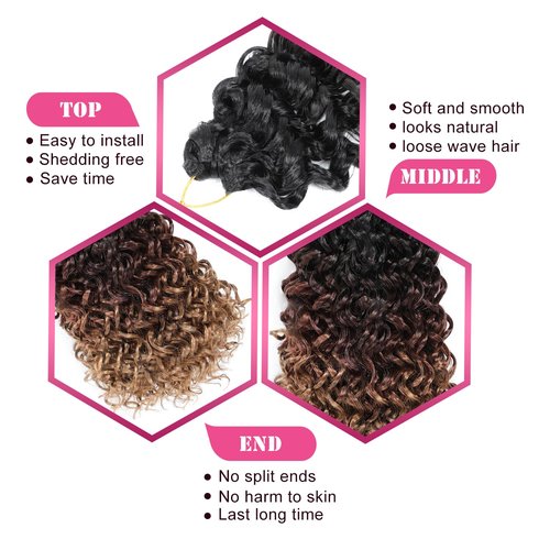 Gogo Curl Crochet Hair 14 Inch 7 Packs Curly Crochet Hair for Black Women Deep Wave Crochet Hair Beach Curl Crochet Hair Synthetic Braiding Hair Extensions (14 Inch 7 Packs 1B/30/27)