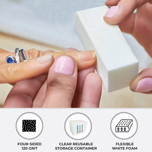 ForPro Super White Buffing Block, 120 Grit, Four-Sided Manicure and Pedicure Nail Buffer, 3.75” L x 1” W x 1” H, 20-Count (Pack of 2)