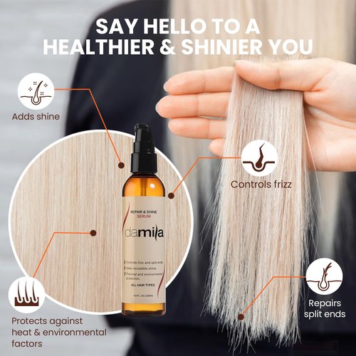 Damila Repair & Shine Serum - Split End Repair & Frizz Control for Brilliant Shine | 4.1 Fl Oz