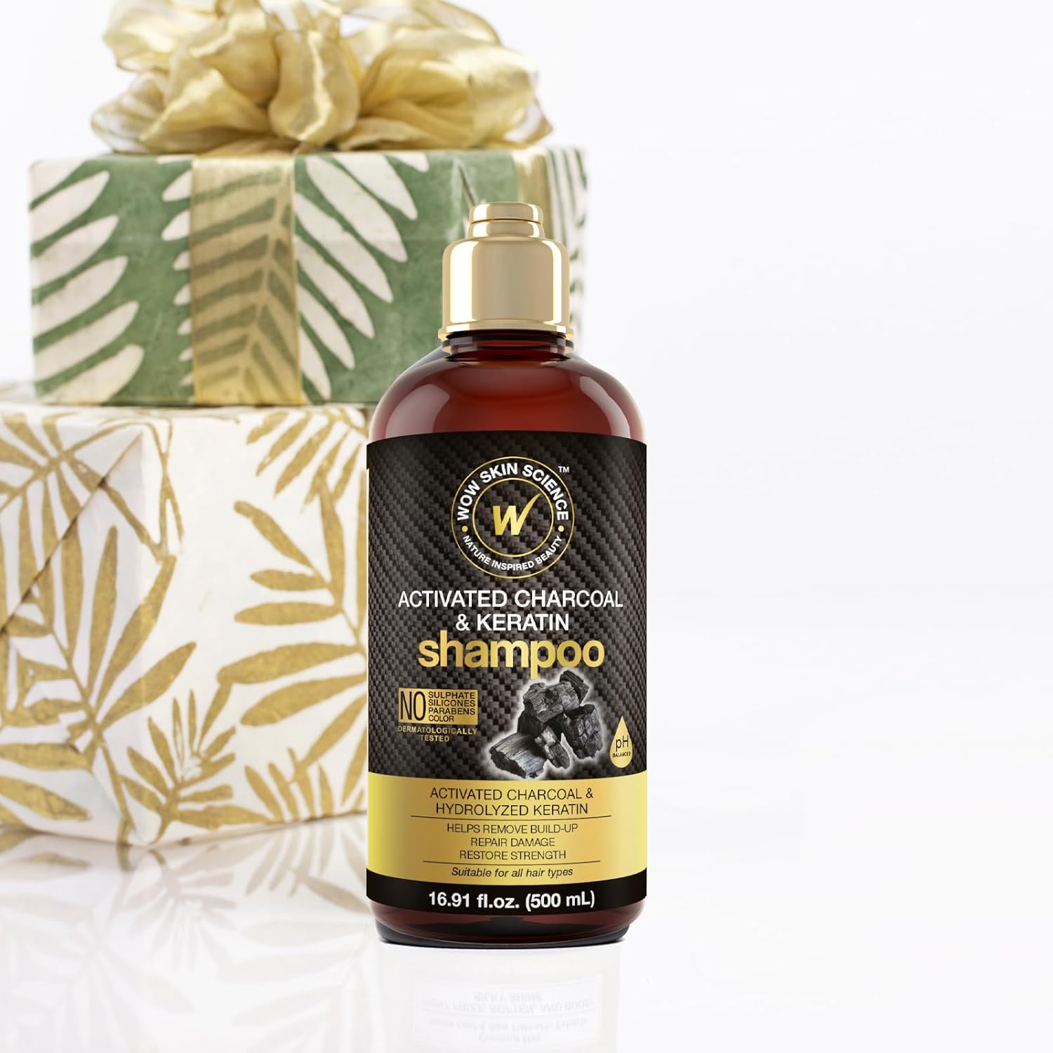 WOW Skin Science Activated Charcoal Shampoo - Deep Cleansing & Nourishing | 16.9 oz