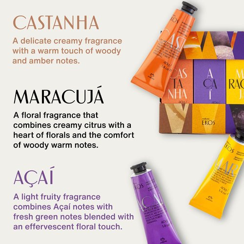 Natura Hand Cream Gift Set | 3-Pack Vegan Hydrating Balm with Passion Fruit, Brazil Nut & Açaí - Travel Size