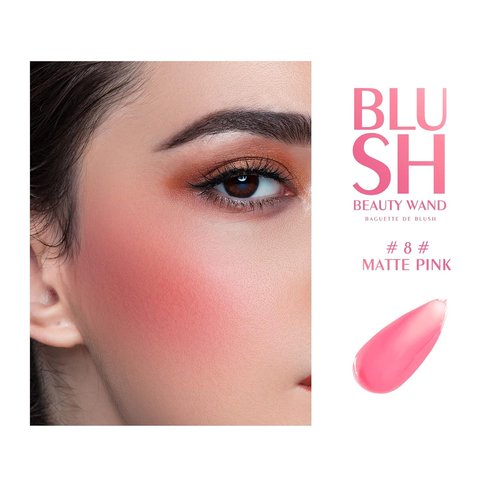 KYDA Blush Beauty Wand - Matte Face Blush with Cushion Applicator for Natural Dewy Glow | Matte Pink