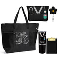 Sieral 5 Pcs Nurse Gifts Bulk for Women NP Gifts Tumbler Tote Makeup Bag Badge Clipboard for Coworker Nurse Practitioners(Black)