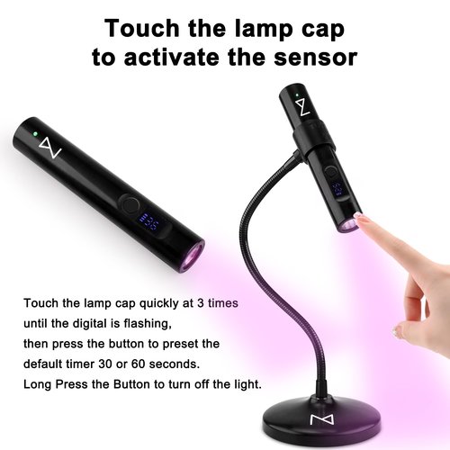 M - GlamCure GO Nail Flash Cure Lamp with Focus Beam Technology, Touch Screen - LED & UV Nail Light - Curing Lamp for Gel Nails, Acrylic, Builder - Portable & Adjustable (Black)
