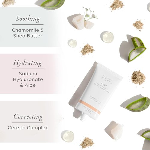 PÜR MINERALS 4-in-1 Tinted Moisturizer With SPF 20 - Hydrating Primer, Foundation & Moisturizer With Shea Butter & Aloe Vera - Vegan & Paraben-Free