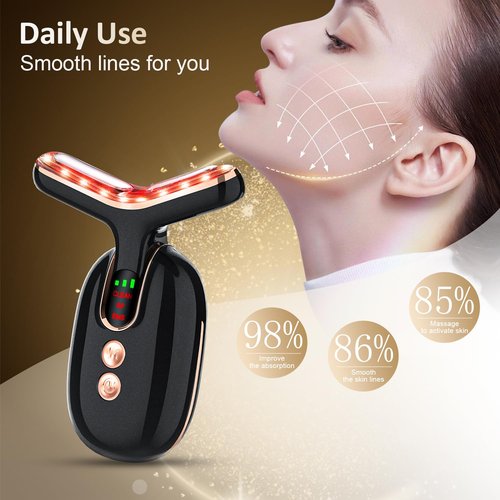 Facial Massager Red-Light-Therapy-for-Face, Neck Skin- Face Wand Tool, TENS L E D Facial Beauty Device Portable at-Home Face Tool for Skin Care