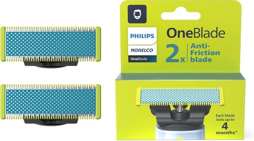 Philips OneBlade Replacement Blades - Face & Body Kit | Pack of 2 with Anti-Friction Technology