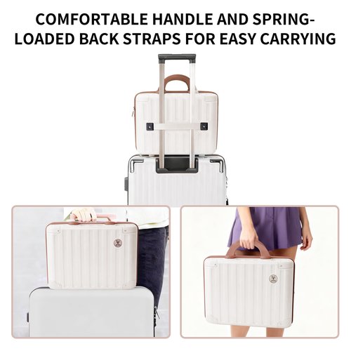 GigabitBest 14 Inch Portable Makeup Travel Case Hand Luggage, Hard Shell ABS Cosmetic Organizer with Safety Lock, Small Carry-On Travel Bag for Women