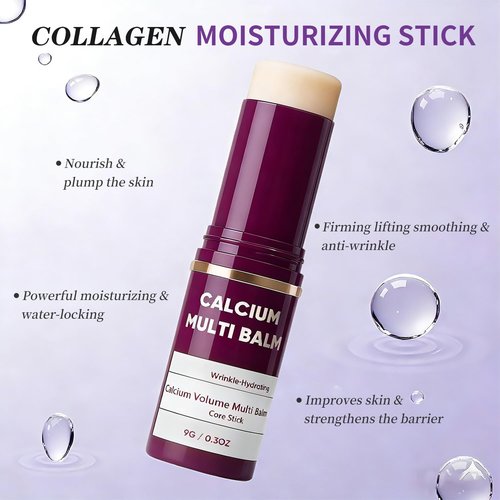 LMMPPQQ 2Pack Calcium Volume Multi Balm for Wrinkles,Korean Collagen Firming & Hydrating Calcium Multi Balm Stick with Vitamin D & Shea Butter,Supports Skin Barrier for Eyes,Face & Neck