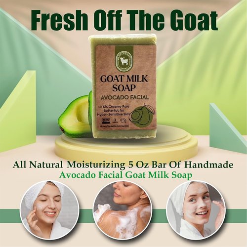 Honey Sweetie Acres Avocado & Goat Milk Facial Cleansing Bar - All-Natural Moisturizer | 3 Oz, Eco-Friendly, Handcrafted in USA
