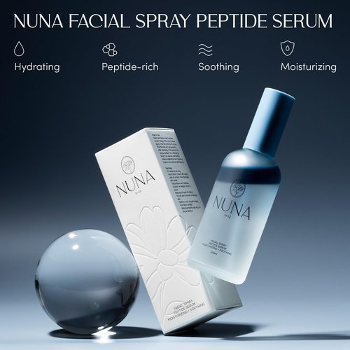 NUNA Ultra Hydrating Face Serum Spray with Peptides, Niacinamide, Hyaluronic Acid & Botanical Extracts – Korean Lightweight Moisture Boost Facial Mist & Setting Spray for Makeup – 3.38 fl oz