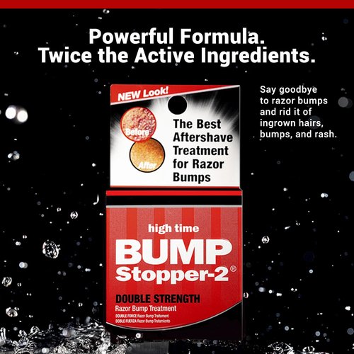 High Time Bump Stopper 2 Double Strength Ingrown Hair Cream | Aftershave Lotion for Men and Women | Razor Bump Balm | 0.5 OZ (2 Pack)