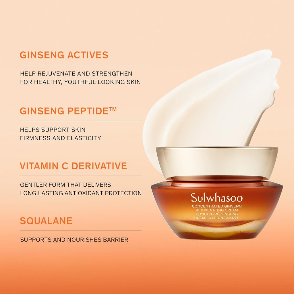 Sulwhasoo Concentrated Ginseng Rejuvenating Cream - Anti-Aging Moisturizer with Peptides & Vitamin C for Deep Hydration