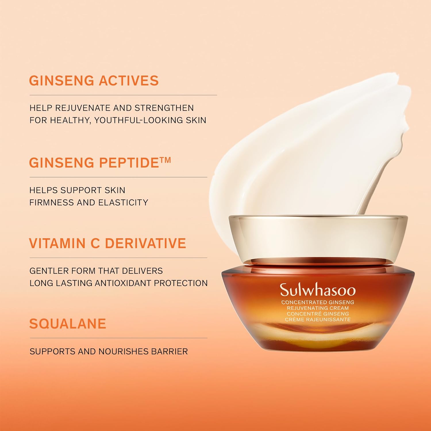 Sulwhasoo Concentrated Ginseng Rejuvenating Cream - Anti-Aging Moisturizer with Peptides & Vitamin C for Deep Hydration
