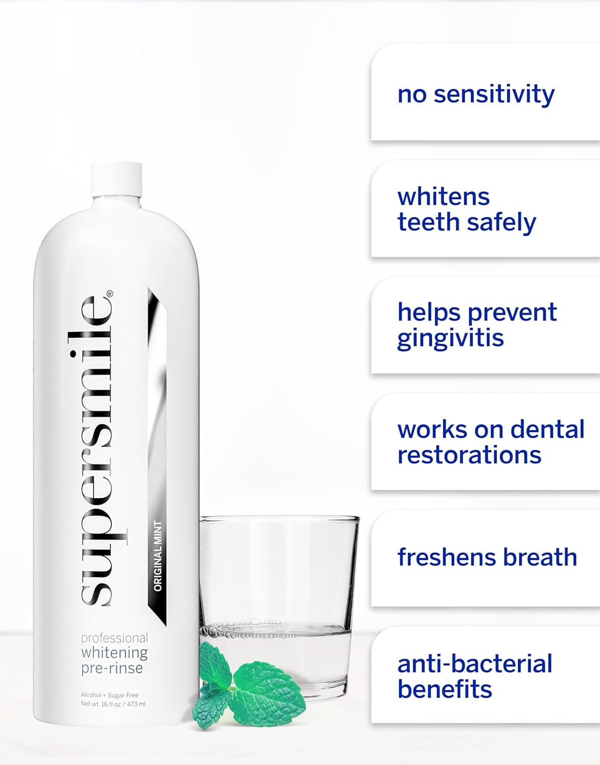 Supersmile Whitening Pre-Rinse - Alcohol-Free Dental Mouthwash for Teeth Whitening & Fresh Breath | 16 Fl Oz