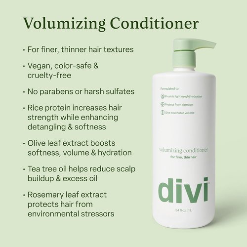Divi Volumizing Conditioner - Lightweight Formula for Fine Hair | Strengthens & Protects from Damage