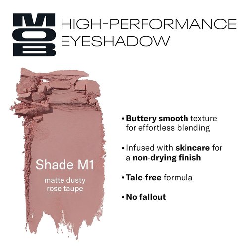 MOB Beauty Eyeshadow M1 - Matte Dusty Rose | Talc-Free, Vegan, Long-Wear Compact for Crease or All-Over Wash