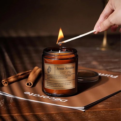 Skiennix Organic Coconut Vanilla Candles - Non-Toxic Soy for Stress Relief & Meditation (7oz)
