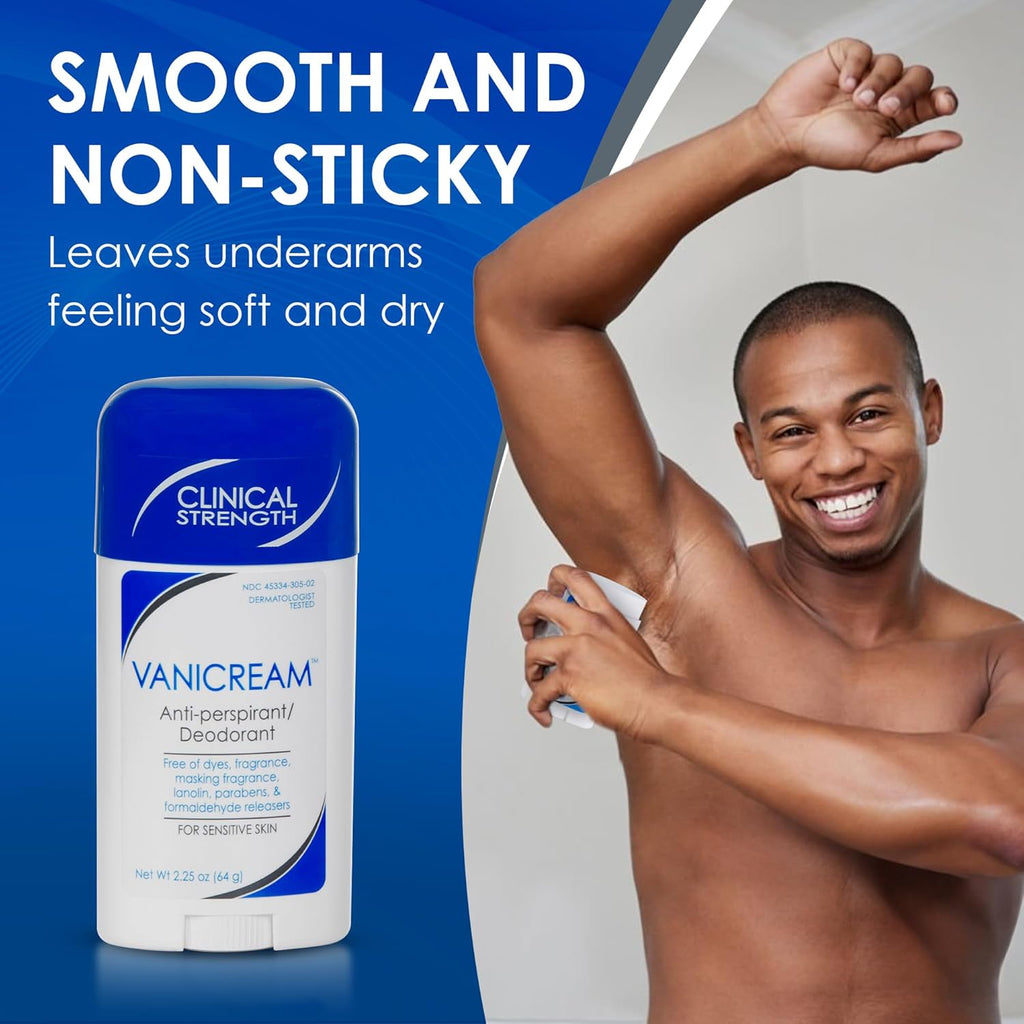 Vanicream Anti-Perspirant Deodorant - Clinical-Strength 24-Hour Protection for Sensitive Skin - 2.25 oz - Unscented
