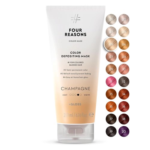 FOUR REASONS Color Mask - Champagne Blonde Hair Gloss & Color Depositing Conditioner | Vegan & Cruelty-Free, 6.76 fl oz