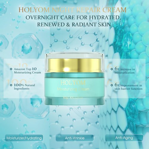 HOLYOM Restorative Night Cream for Face — Overnight Repair with Ceramides, Collagen Peptides & Hyaluronic Acid, Deep Hydration, Non-Greasy Texture, Sensitive-Skin Friendly, 2.12 fl oz