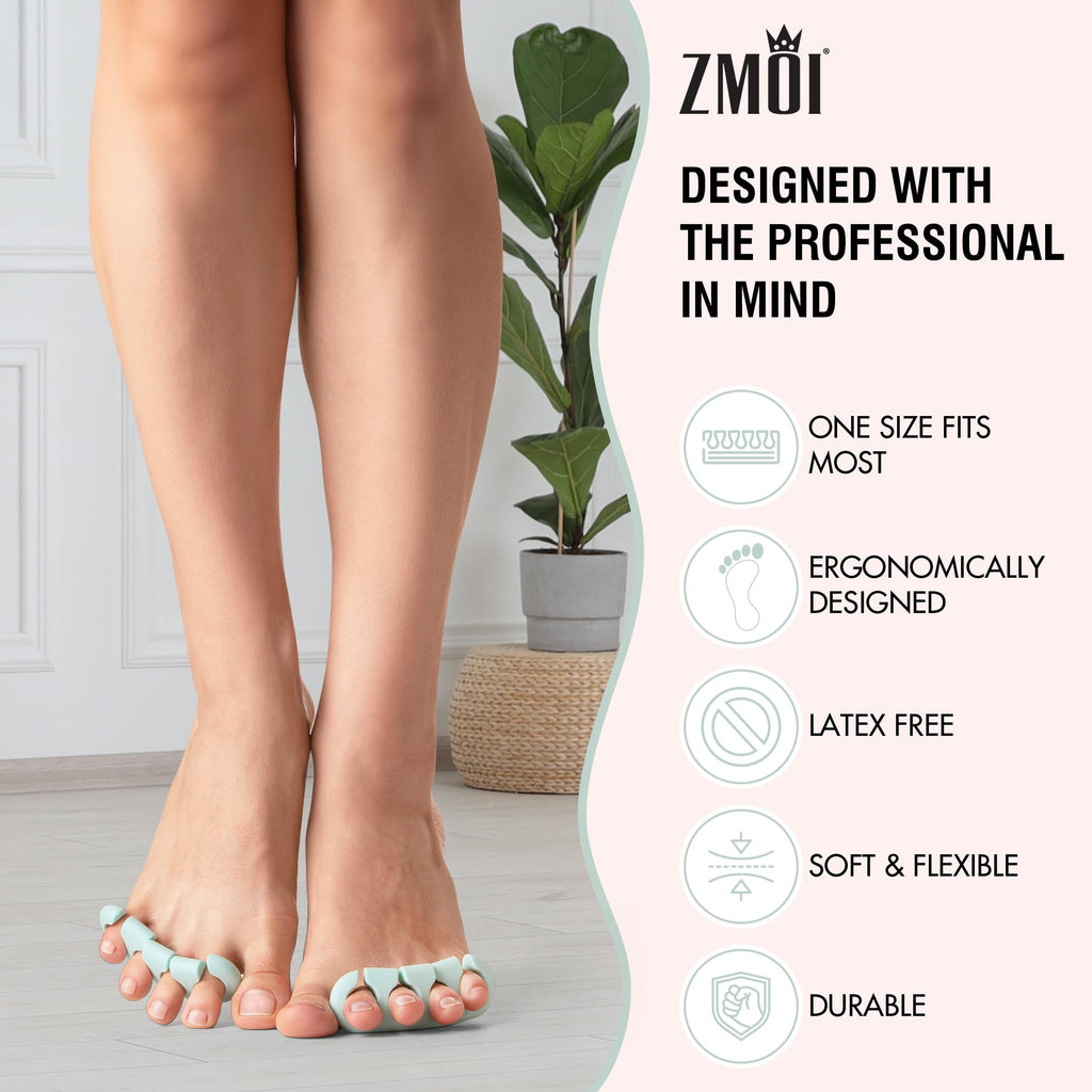 ZMOI Gel Toe Separators for Women & Men - 4 Pieces Soft Silicone Pedicure Toe Spacers for Separating Toenails - Toe Polish Separators, Yoga, Relaxing, Nail Art and more - (Teal & Yellow Ombre)