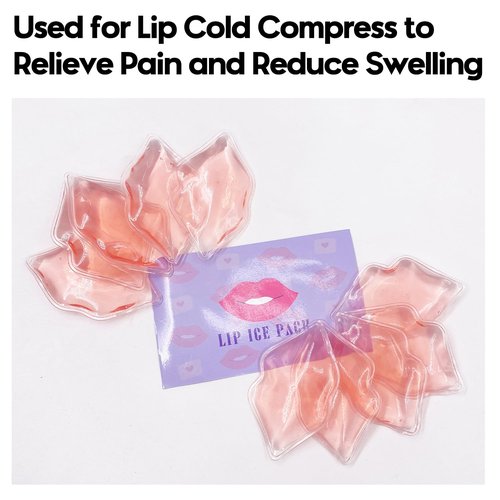 (10 PCS) Lip Ice Pack ，Ice Compress After Lip ice Treatment, Reusable ice pad for Cosmetic, Lip Shape ice Pack to Relieve Pain and Relax Lips, Anti-Aging Lip Care ice Pack to Reduce Lip Swelling