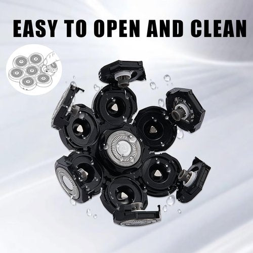 7 Blades Head Shaver Replacement Heads, Universal Fit for Electric Razors, Wet & Dry Use, 7D Floating Design, Stainless Steel Blade Heads, Ideal for Men's Face & Bald Head Shaving (3 Count)