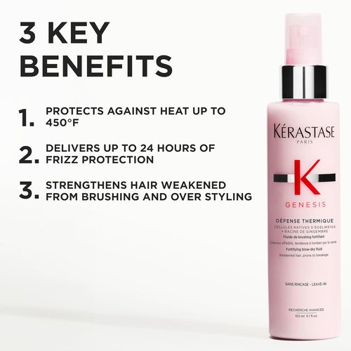 Kerastase Genesis Thermique Blow Dry Primer - Heat Protectant for Weak Hair, Anti-Breakage & Hydrating | 5.1 Fl Oz