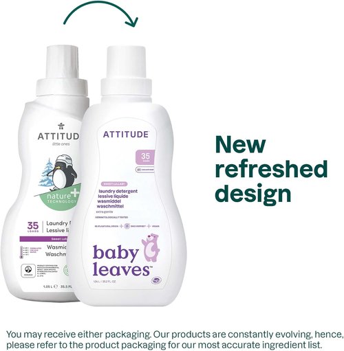 ATTITUDE Baby Laundry Detergent - EWG Verified, Plant-Based Formula, Sweet Lullaby Scent, 35 Loads | 35.5 Fl Oz