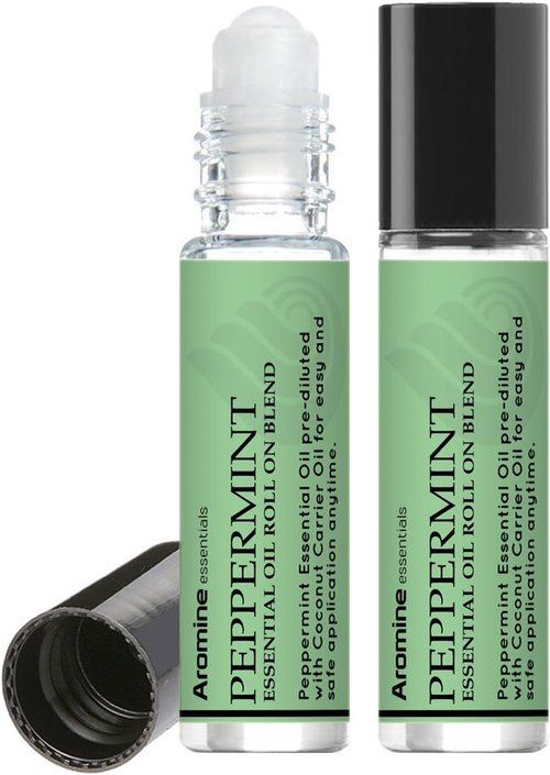 Peppermint Essential Oil Roll-On - Premium Therapeutic Grade Aromatherapy | Pre-Diluted 10ml (Pack of 2)