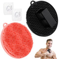 GEENOA Silicone Body Scrubber 2PCS, Hygienic Silicone Loofah with Waved Bristles and Non-Slip Handle, Durable Body Buffer Shower Scrubber for Gentle Exfoliating & Lathering(Black+Pink)