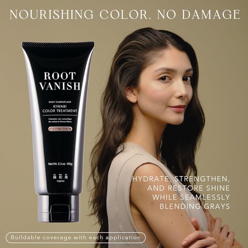 KIWABI Root Vanish Color Treatment - Light Brown Gray Root Camouflage with Natural Botanicals (150g, Paraben Free)